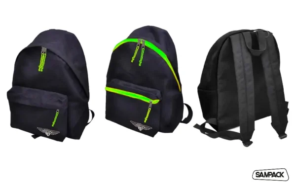 LARGE BLACK ECO BACKPACK WITH AMARILLO ZIPPER