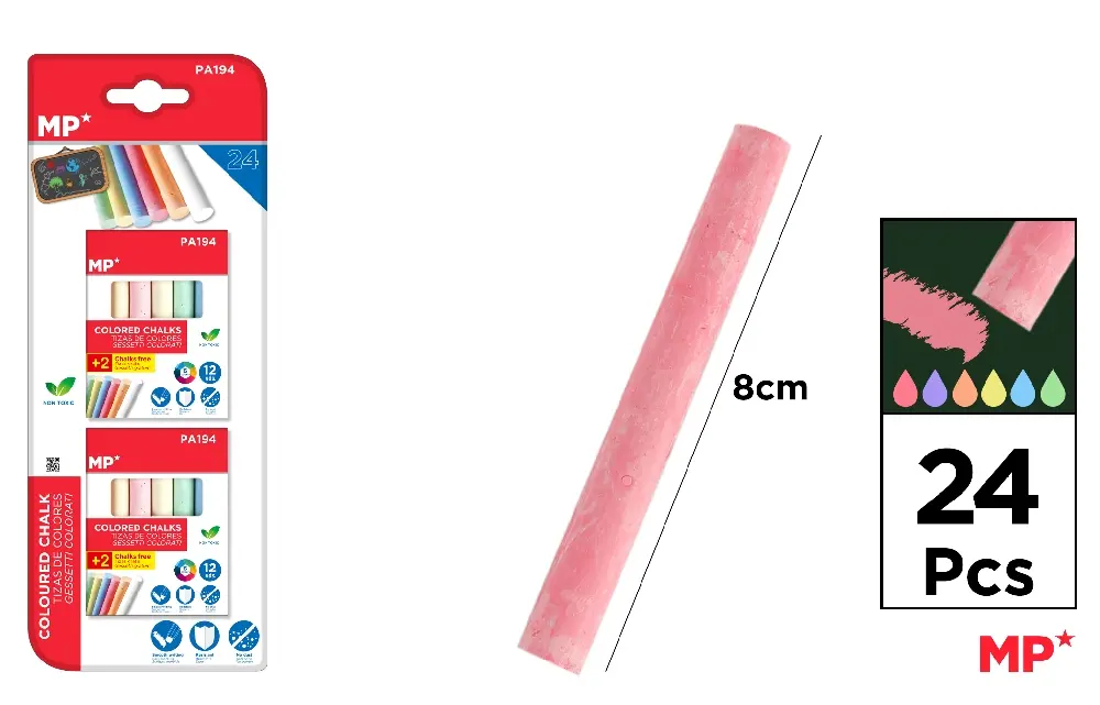 COLORED CHALK BLISTER 24 pcs.