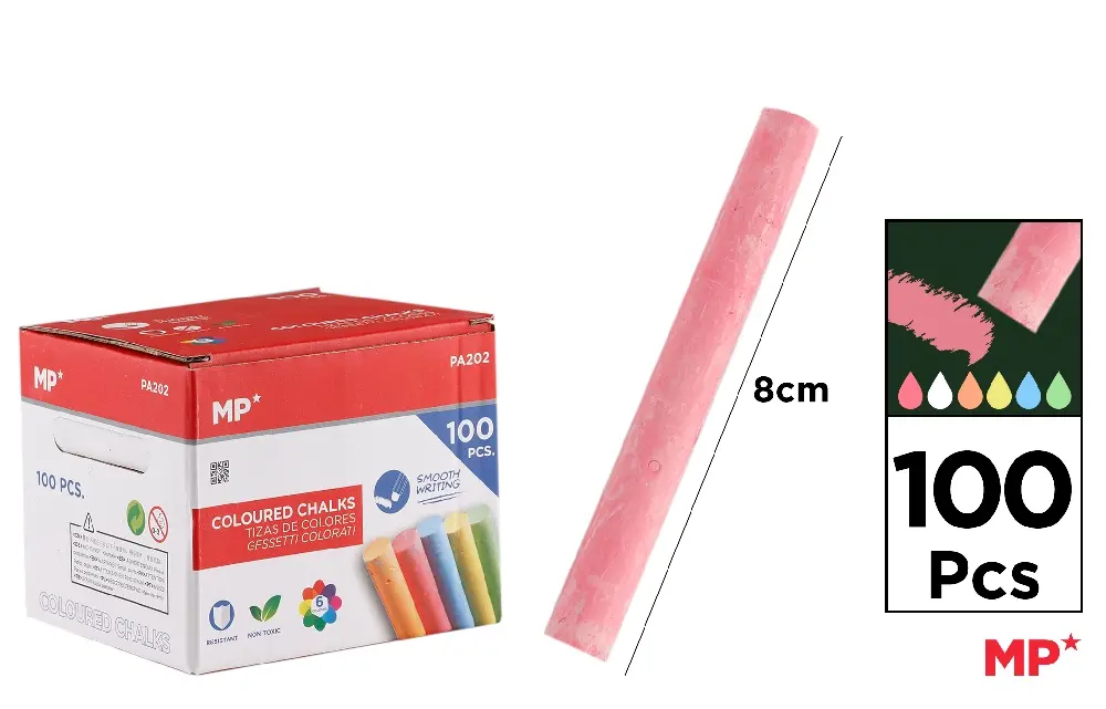 COLORED CHALK BOX 100 PCS.