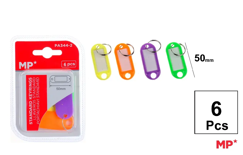 STANDARD FLUORESCENT KEYCHAINS 50 mm 6 UNITS