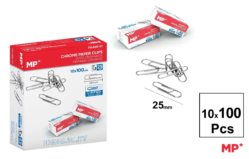 CHROME CLIPS 25 mm BOX 100 PCS x 10