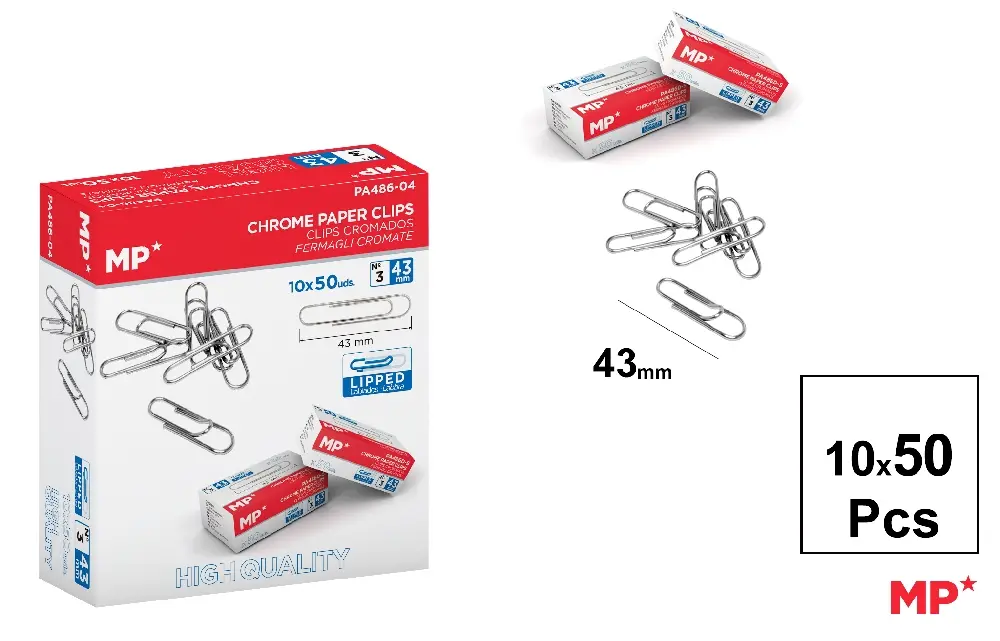 CHROME CLIPS 43 mm BOX 50 PCS x 10