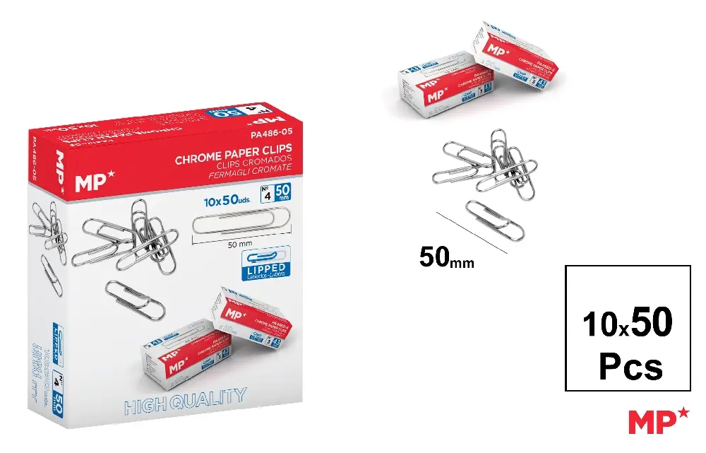 CHROME CLIPS 50 mm BOX 50 PCS x 10