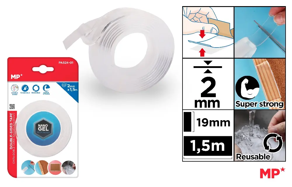 TRANSPARENT DOUBLE-SIDED TAPE 2 mm x