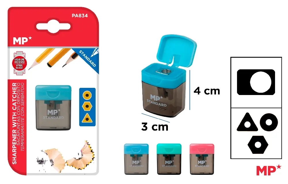 PENCIL SHARPENER WITH CONTAINER AND LID