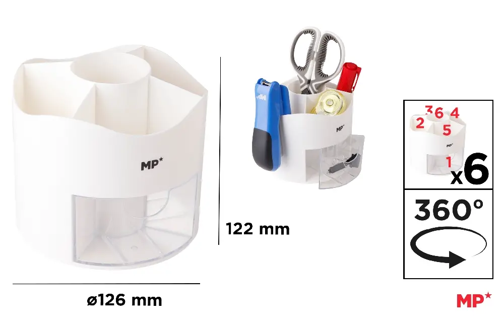 ROTATING PENCIL HOLDER WITH DRAWER 126X122