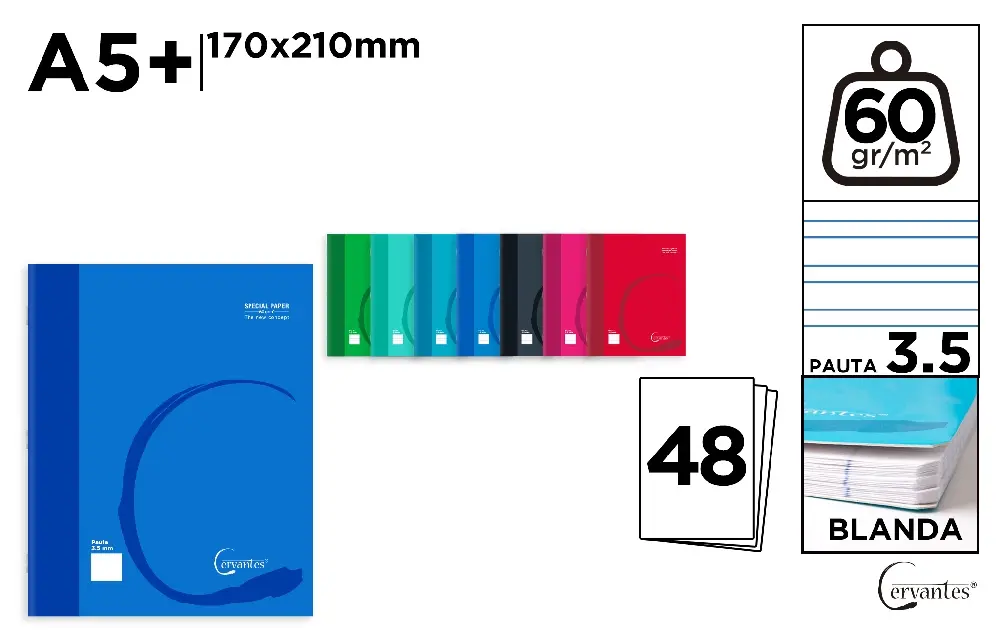 Stapled notebook A5+ 48 sheets 60 g/m² PA