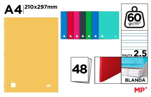 Stapled notebook A4 48 sheets 60 g/m² PAU