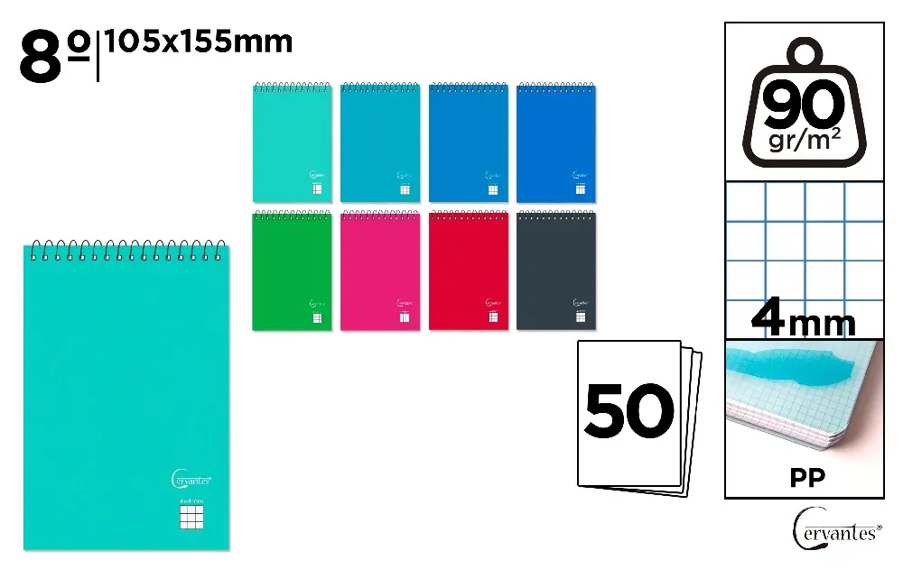 BLOCK PP EIGHTH 50 GRID SHEETS