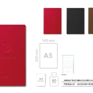 NOTEBOOK RED LINED COVER A5.