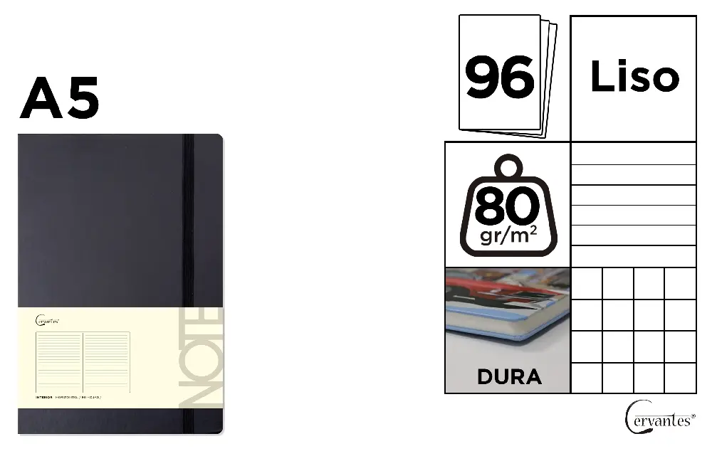 BLACK LINED COVER NOTEBOOK A5.