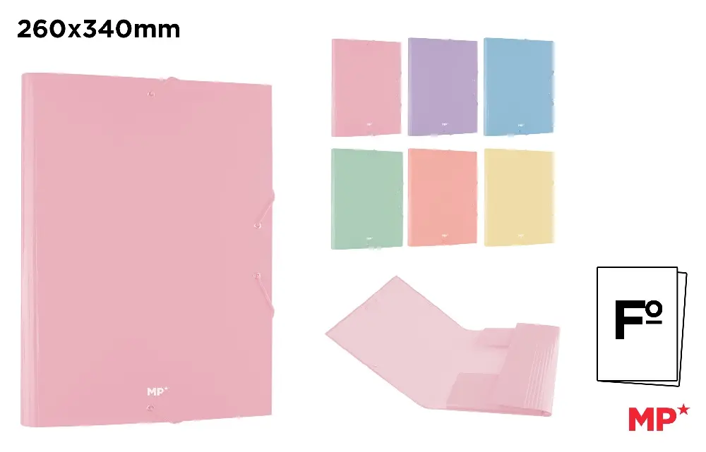FOLDER WITH FLAP AND ELASTIC PASTEL Fº ASSORTED