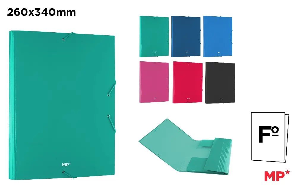 FOLDER WITH FLAP AND ELASTIC BAND IN ASSORTED COLORS
