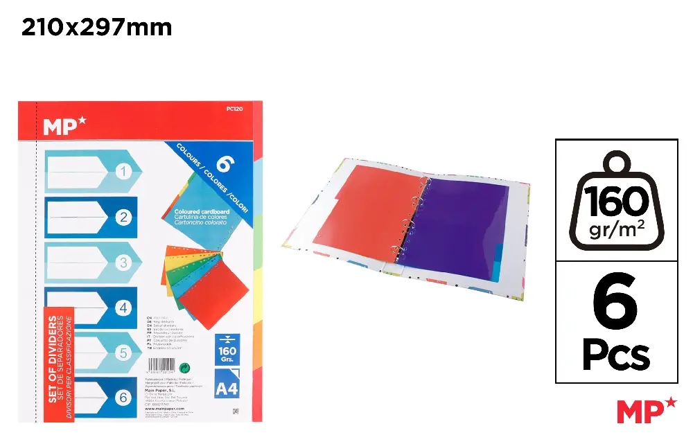 6 COLOR A4 CARDBOARD SEPARATORS