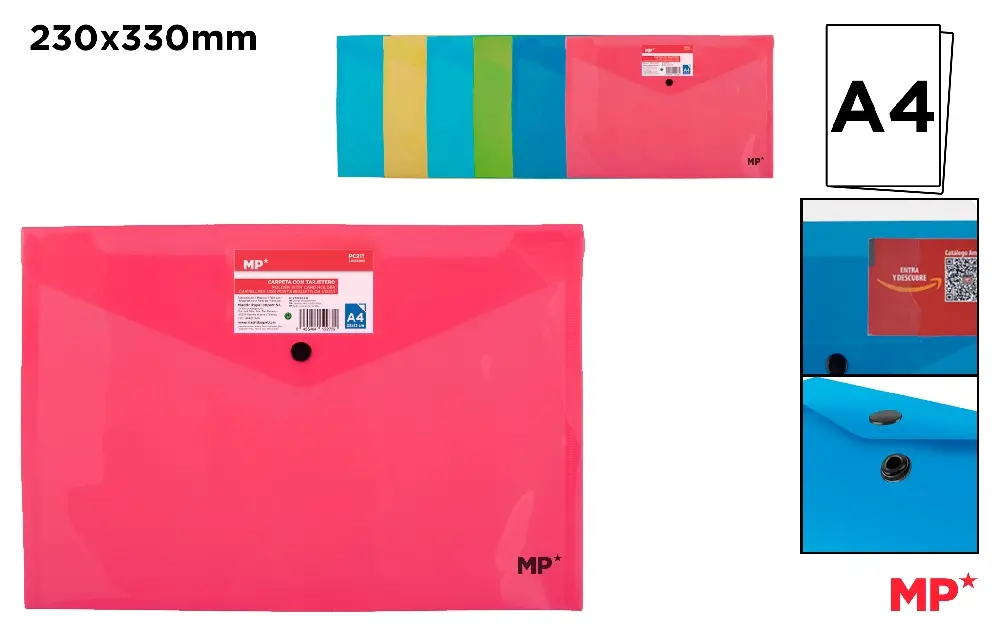 FOLDER ENVELOPE WITH FLUORESCENT CARD HOLDER