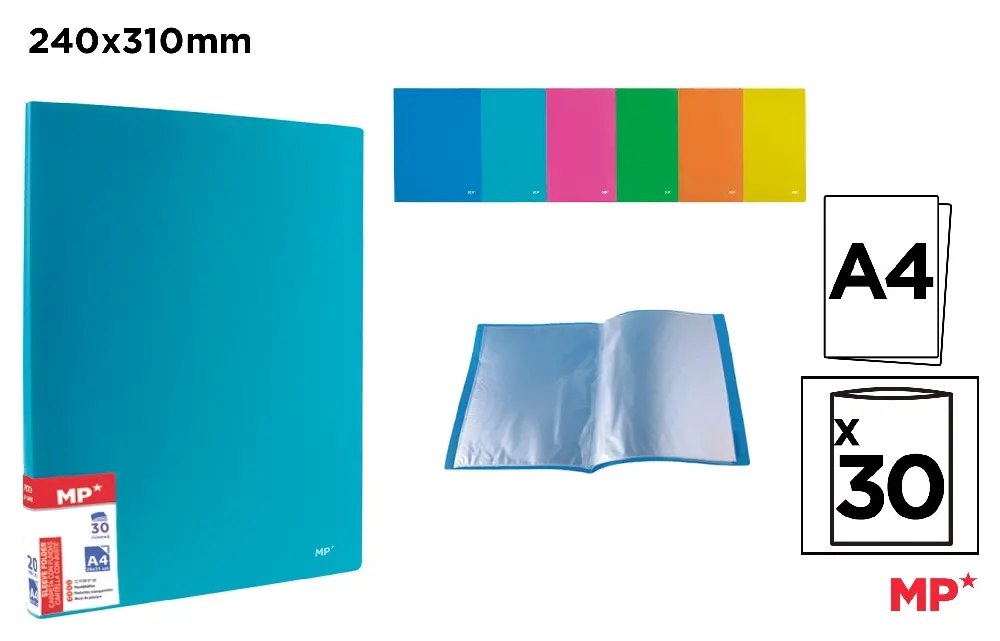 FOLDER WITH 30 A4 COVERS FLUORESCENT COVER.