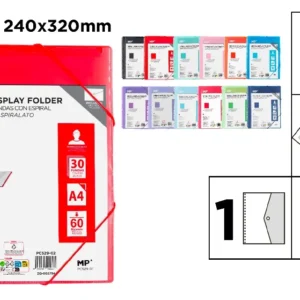 30-POCKET A4 FOLDER WITH SPIRAL AND ELASTIC BANDS