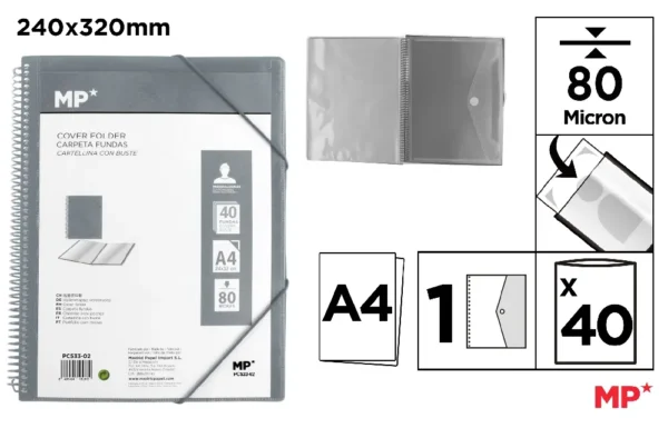 40-POCKET A4 FOLDER WITH TRANSLUCENT SPIRAL