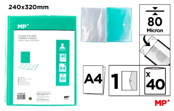 40-POCKET A4 FOLDER WITH TRANSLUCENT SPIRAL