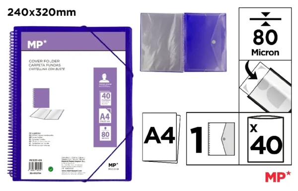 40-POCKET A4 FOLDER WITH TRANSLUCENT SPIRAL
