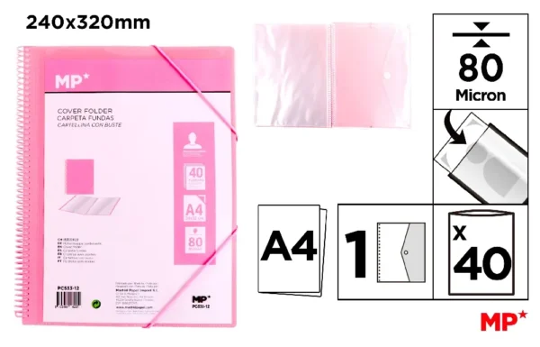 40-POCKET A4 FOLDER WITH TRANSLUCENT SPIRAL