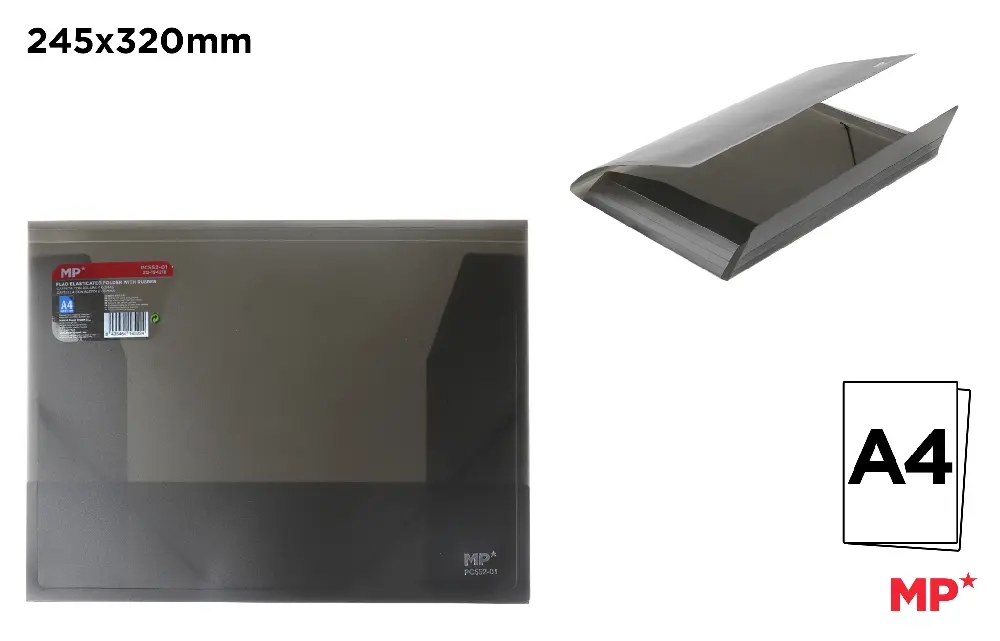 A4 TRANSLUCENT FOLDER WITH FLAP AND ELASTIC BAND