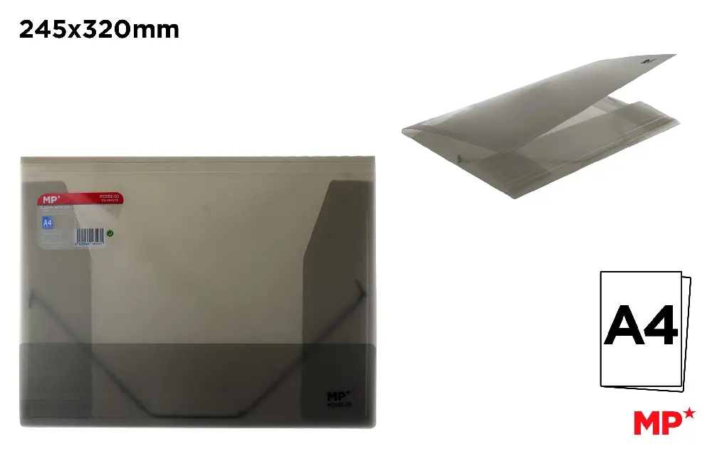 A4 TRANSLUCENT FOLDER WITH FLAP AND ELASTIC BAND