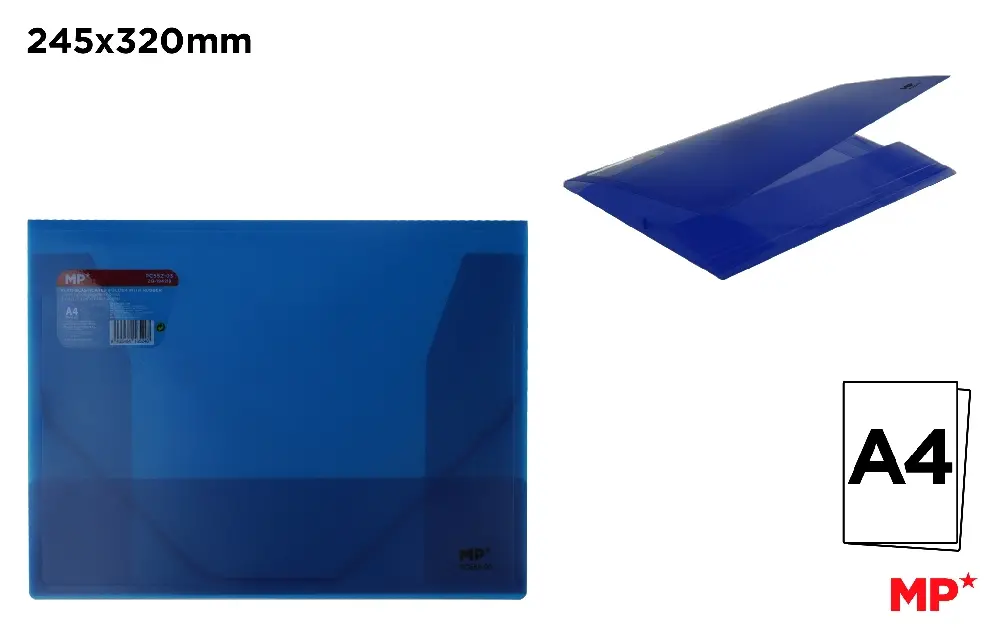 A4 TRANSLUCENT FOLDER WITH FLAP AND ELASTIC BAND
