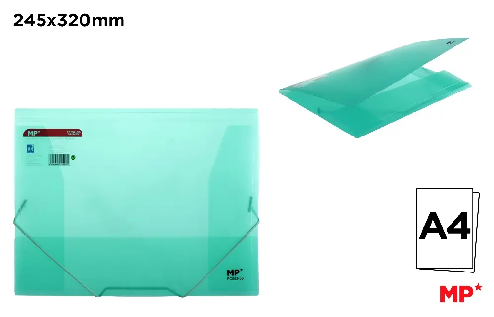 A4 TRANSLUCENT FOLDER WITH FLAP AND ELASTIC BAND