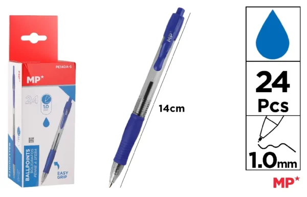 BLUE BALLPOINT PENS 1.0 mm TIP 24 PCS.