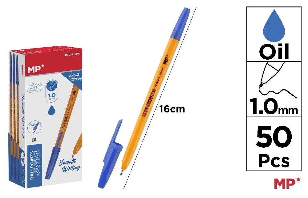 BLUE SOFT TIP PENS 1.0 mm 50 PCS