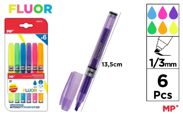 Fluorescent Marker 6 Units Savings Pack