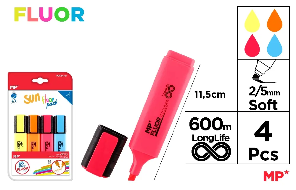 TEXTLINER SUN MARKER PACK 4 pcs.