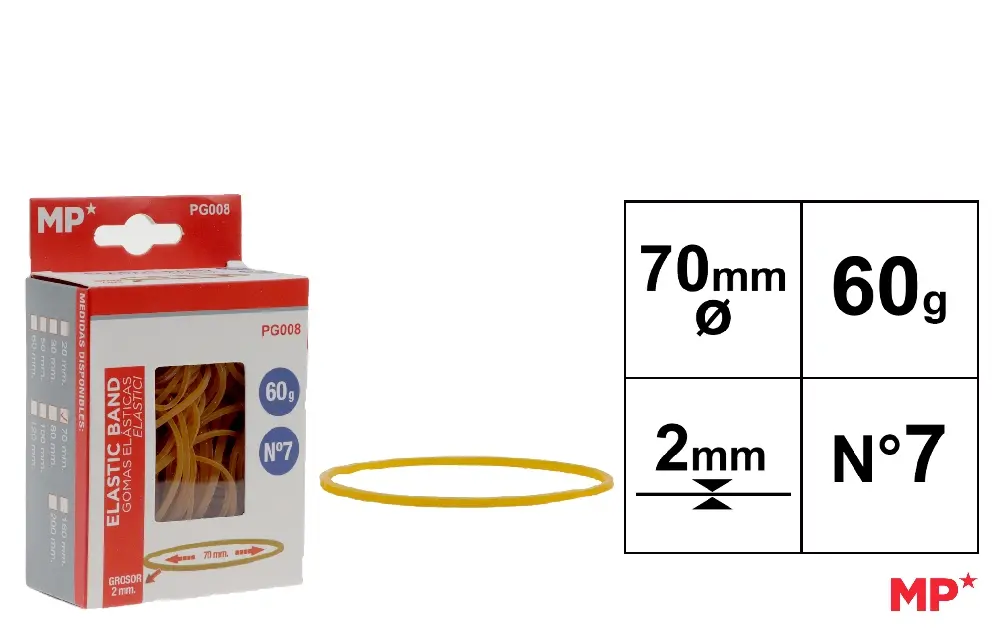 ELASTIC RUBBERS 60 g 70 x 2 mm.