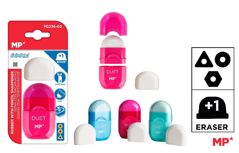Sharpener with container and eraser