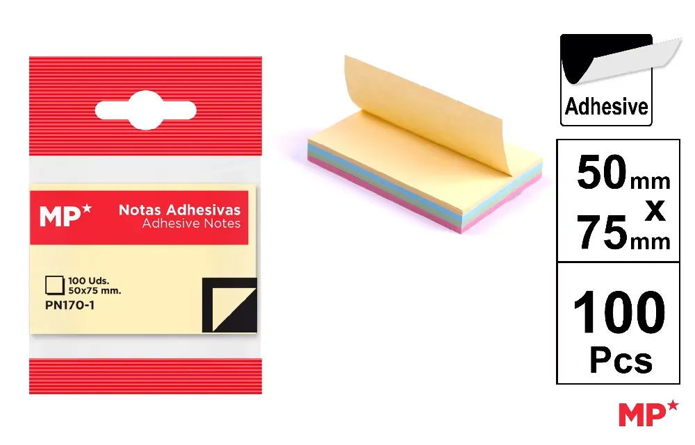 STICKY NOTES 50 x 75 mm 100 SHEETS.