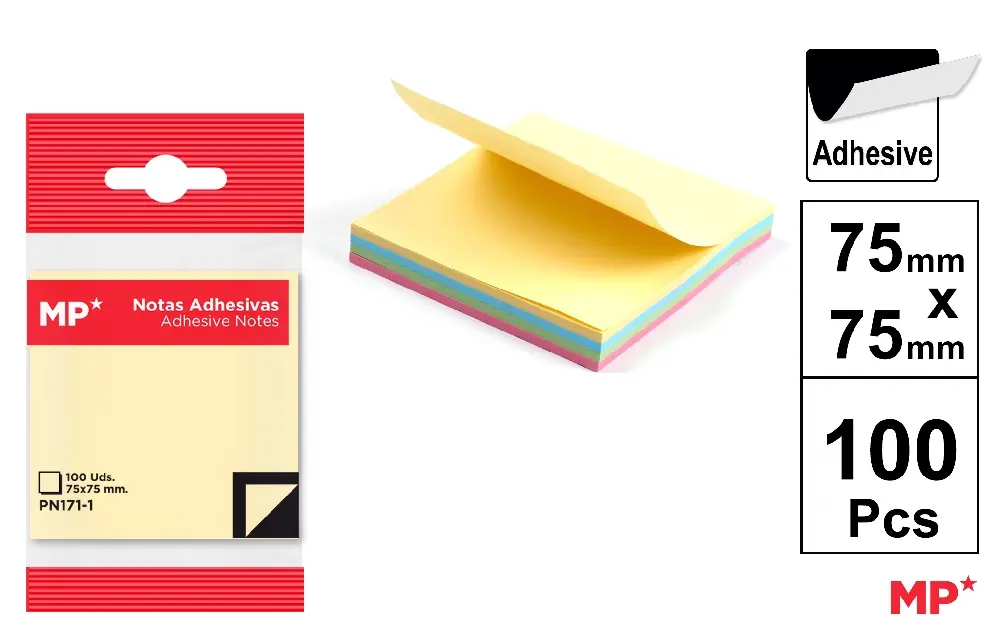 STICKY NOTES 75 x 75 mm 100 SHEETS.