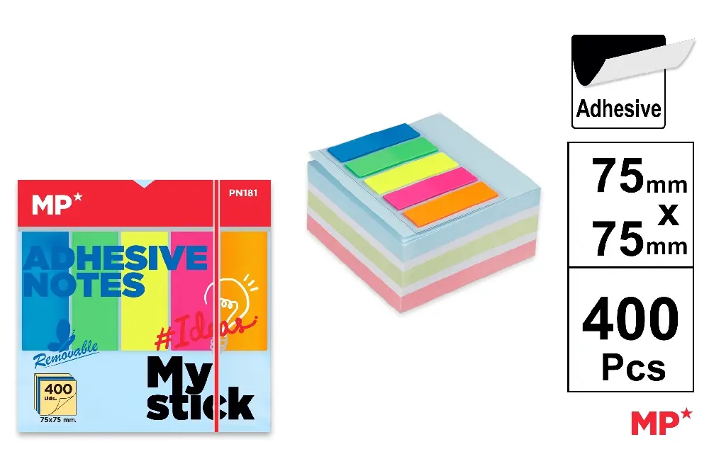 STICKY NOTES 75 x 75 mm 400 SHEETS.