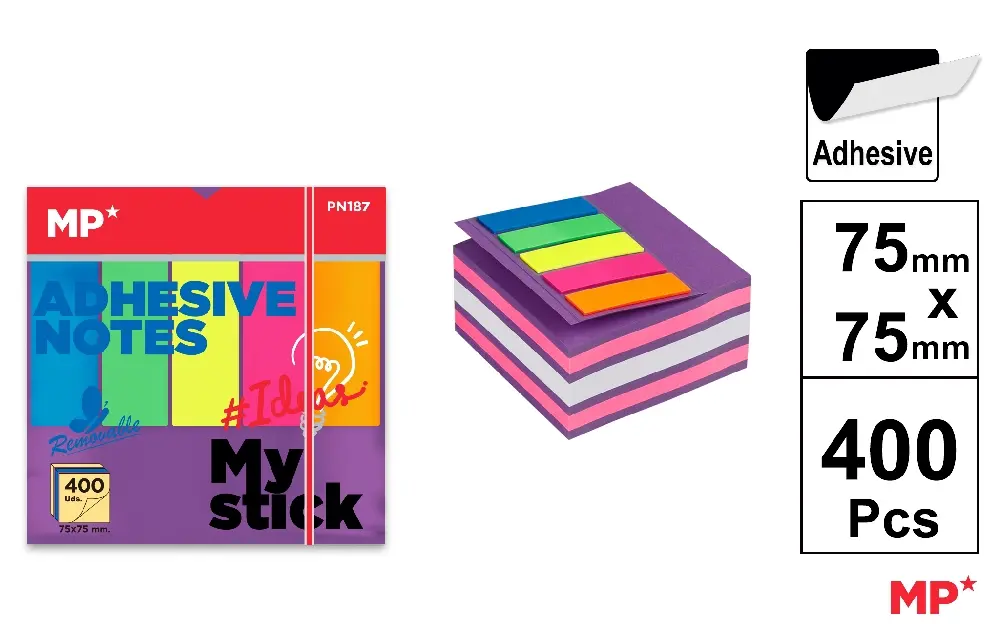 STICKY NOTES 75 x 75 mm 400 SHEETS.
