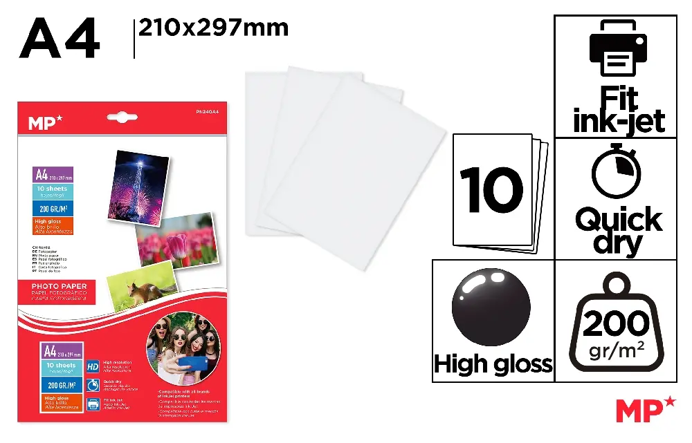 PHOTOGRAPHIC PAPER 10 A4 SHEETS.