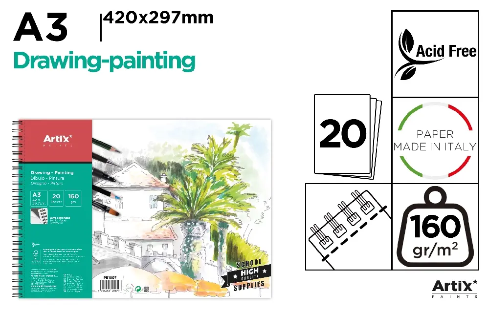 DRAWING-PAINTING BLOCK 160 g/m² 20 SHEETS