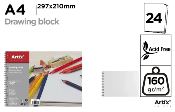 DRAWING BLOCK 24 A4 SHEETS