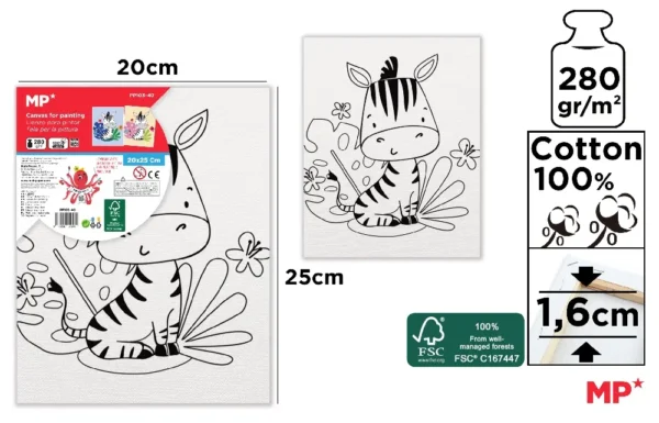 CHILDREN'S CANVAS FOR COLORING 20 x 25 cm