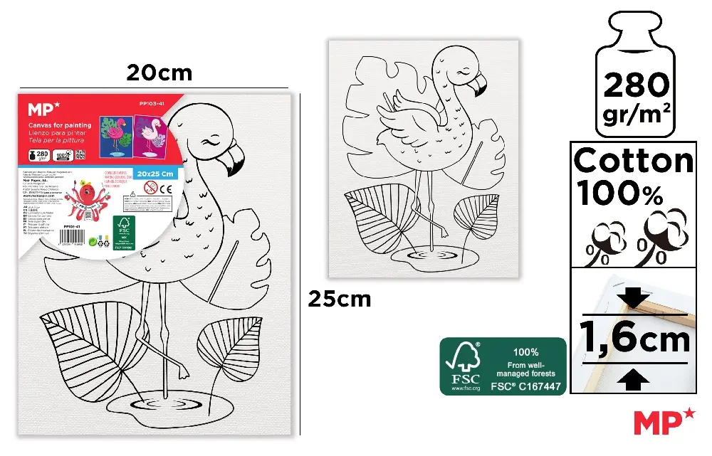 CHILDREN'S CANVAS FOR COLORING 20 x 25 cm