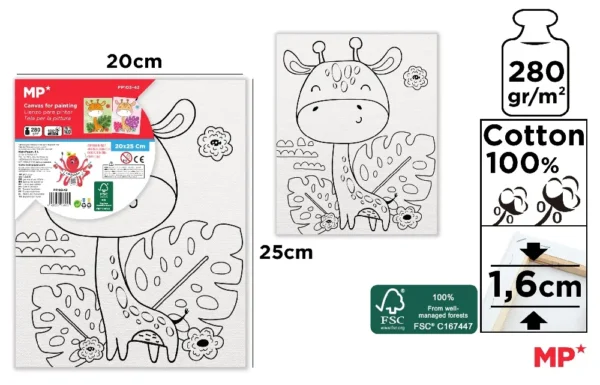 CHILDREN'S CANVAS FOR COLORING 20 x 25 cm
