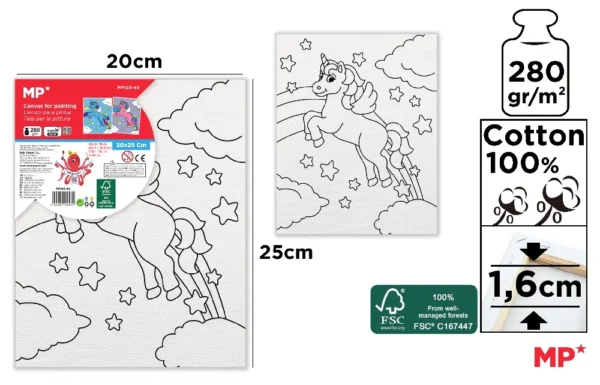 CHILDREN'S CANVAS FOR COLORING 20 x 25 cm