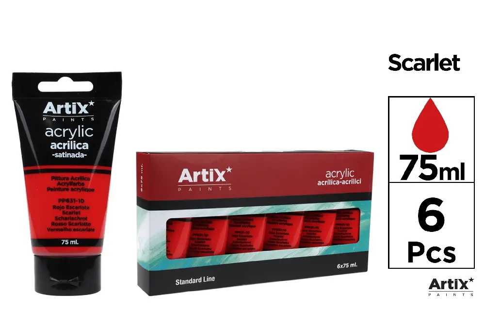 SCARLET RED ACRYLIC PAINT 75 ml