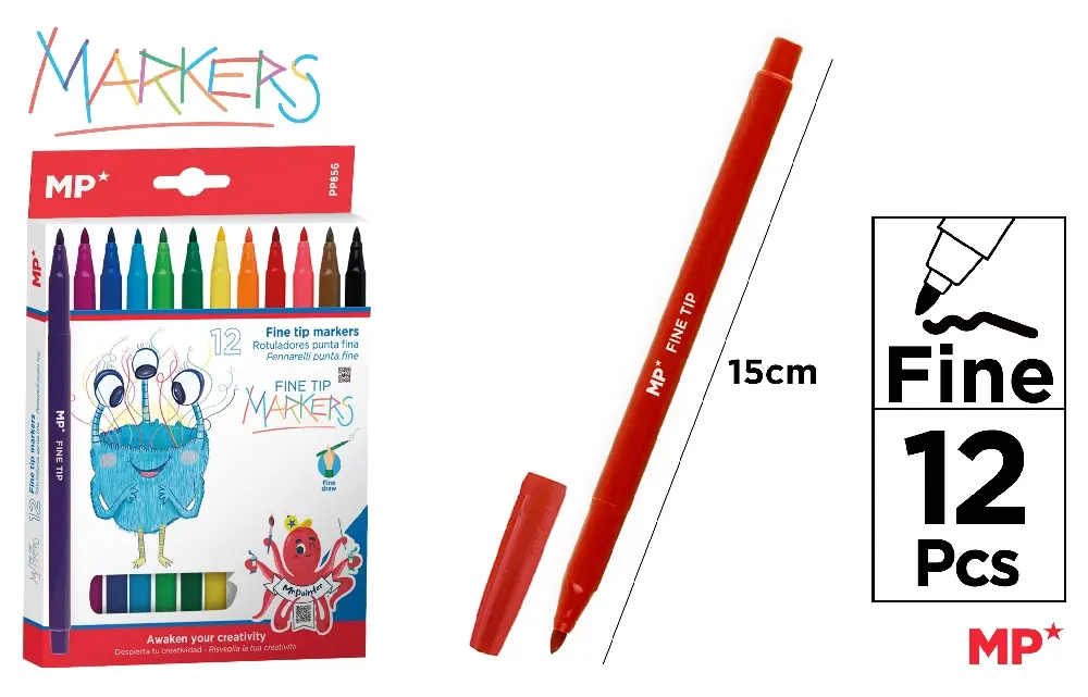 FINE POINT MARKERS 12 pcs.