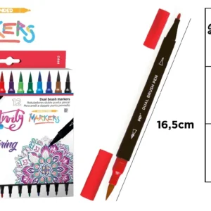 DOUBLE TIP BRUSH MARKERS 12 pcs.