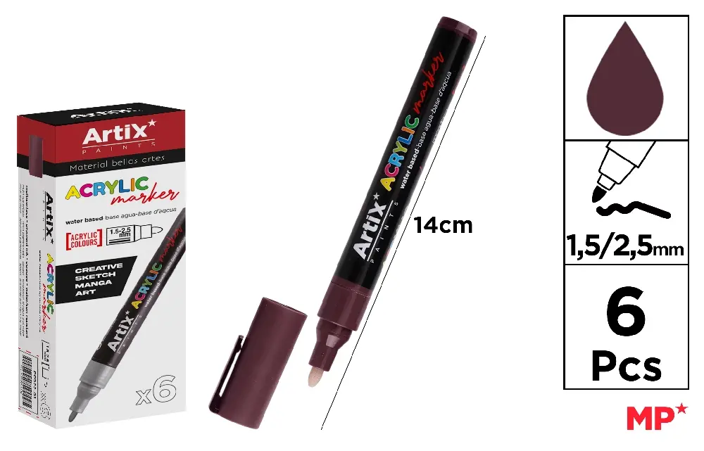 MAROON ACRYLIC MARKER.